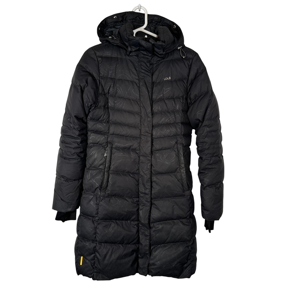 Lole Black Puffer Coat Long‎ Hooded Small